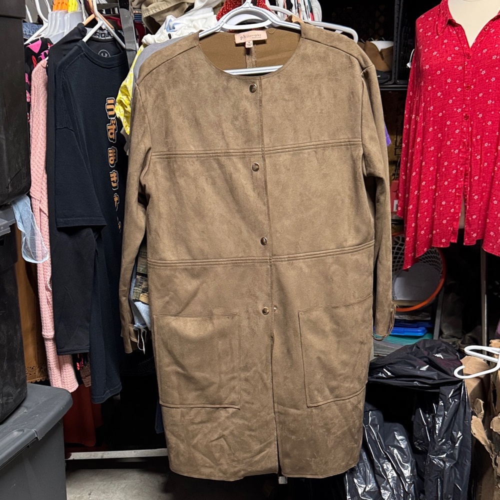 Philosophy Tan Suede Trench Coat women’s Medium